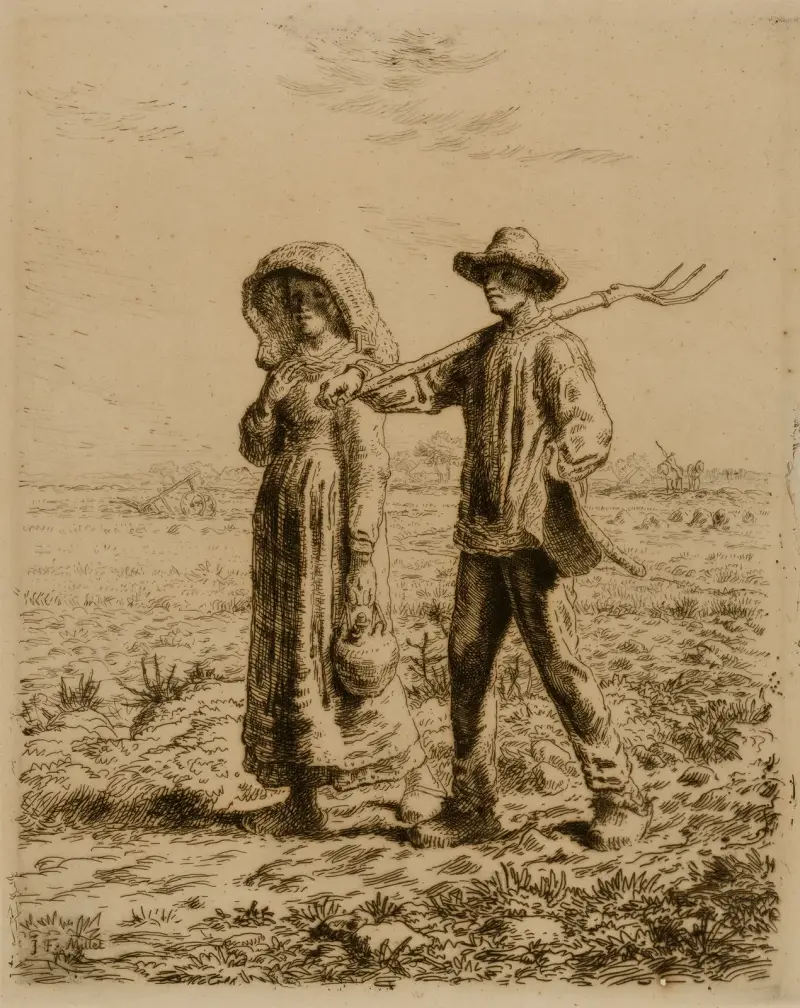 Bauern auf dem Weg zur Arbeit von Jean-François Millet