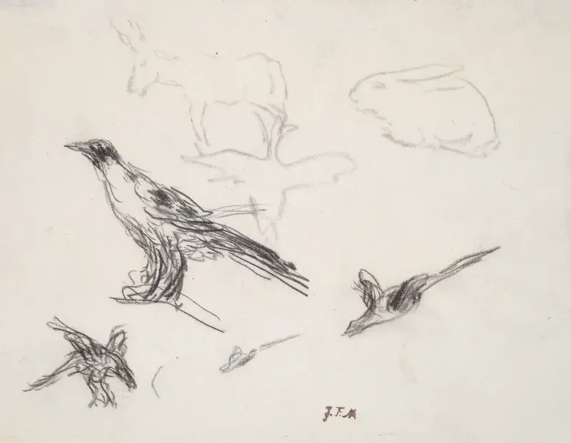 Ravens, Donkey, Rabbit, and Goose av Jean-François Millet