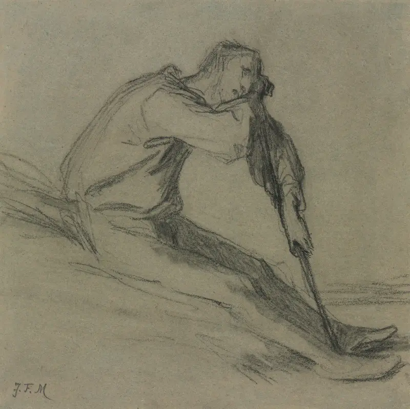 Seated Peasant Resting on a Hoe av Jean-François Millet