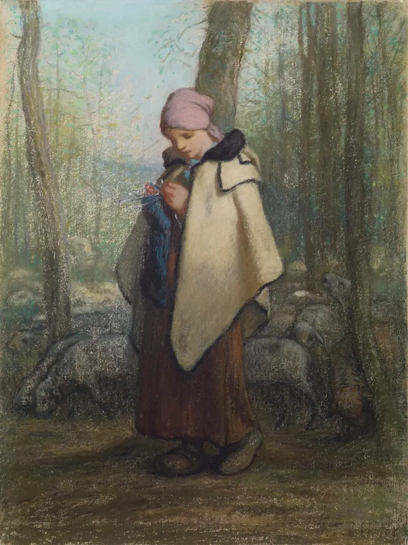 Stickande herdinnan, Jean-François Millet