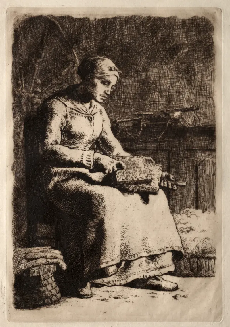 Woman Carding Wool av Jean-François Millet
