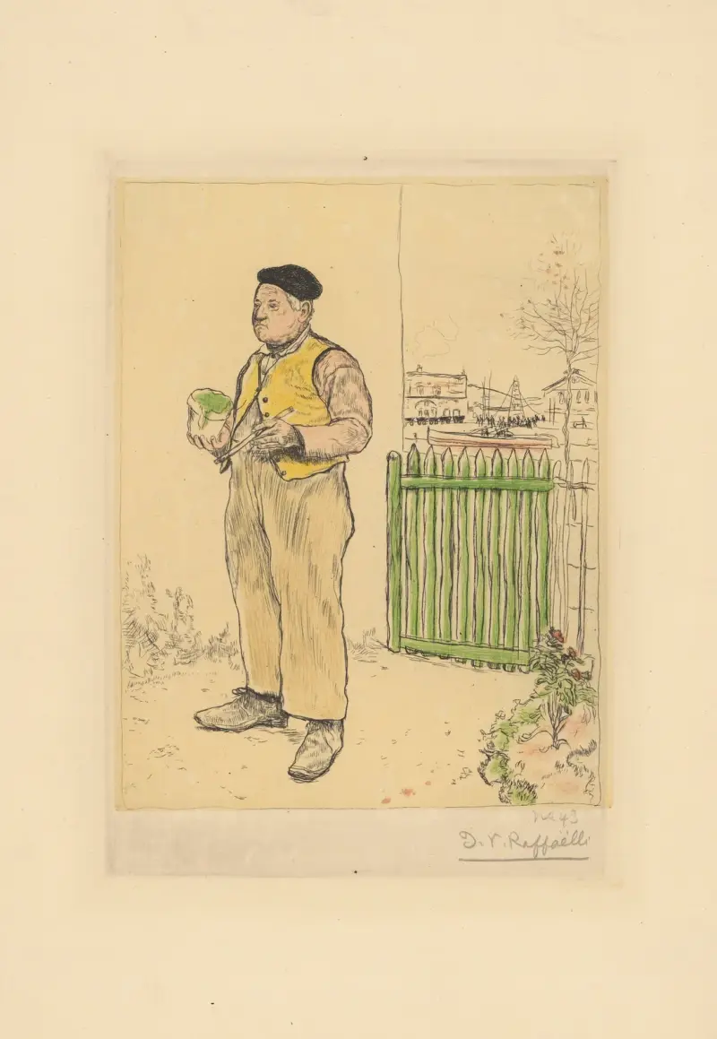 Mannen som just målat sitt staket av Jean François Raffaëlli