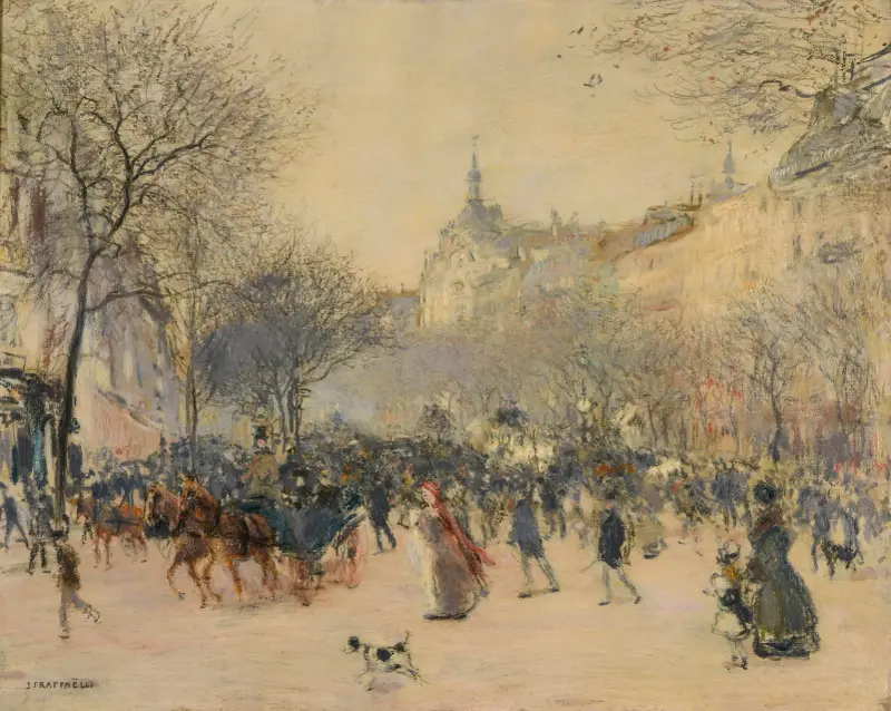 Le Carrefour Drouot à Paris av Jean François Raffaëlli
