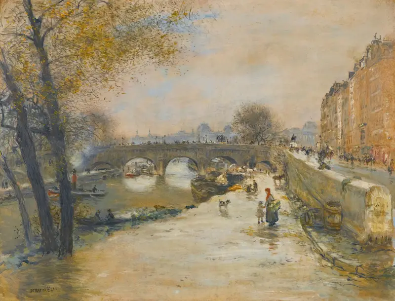 Kajen framför Pont Neuf av Jean François Raffaëlli
