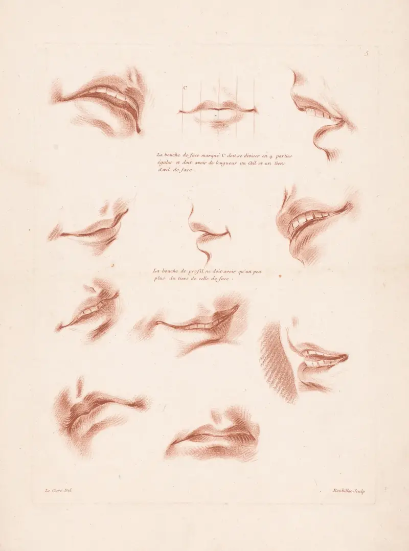 Eleven mouths in different expressions av Louis-François Roubiliac