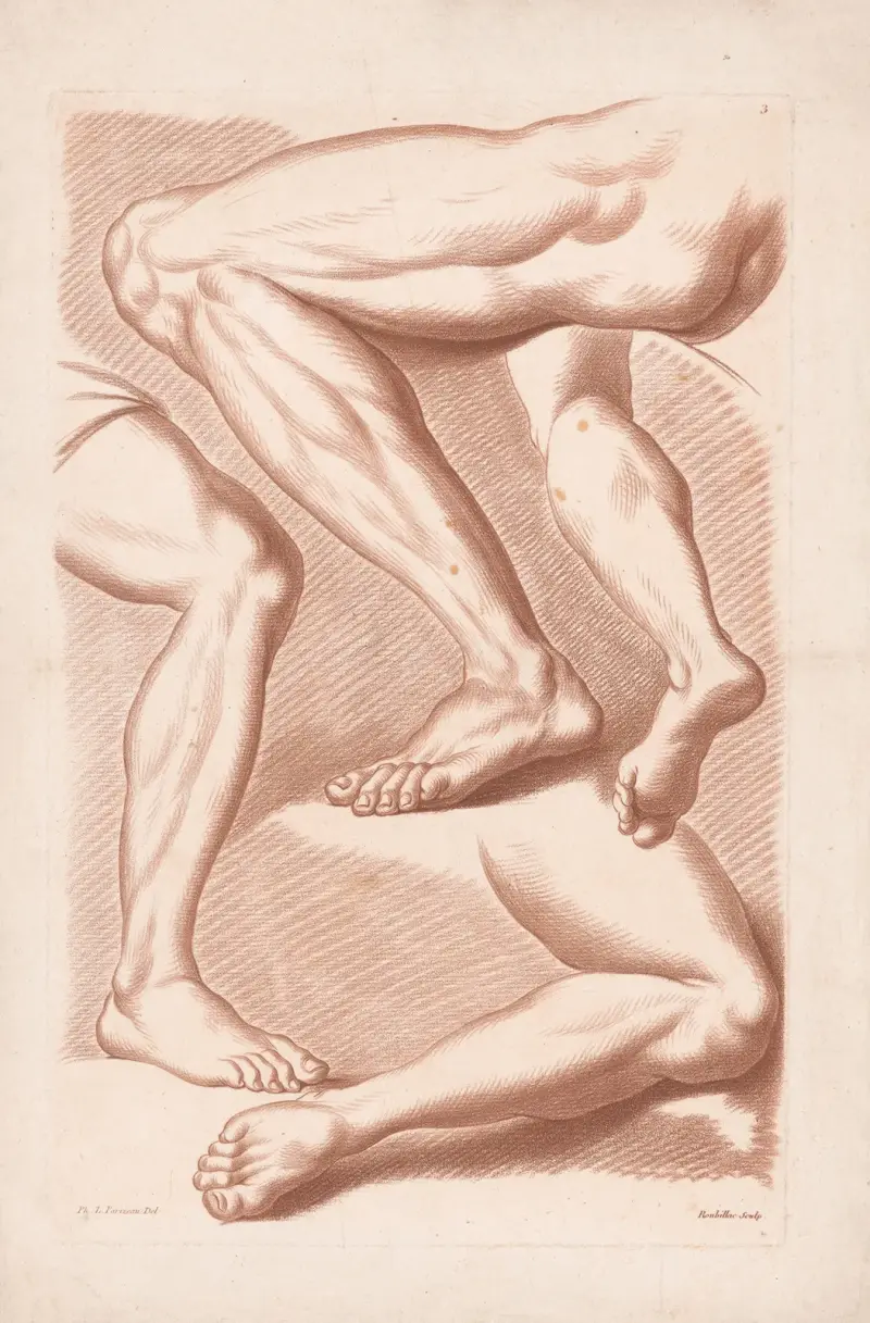 Four legs in various poses av Louis-François Roubiliac