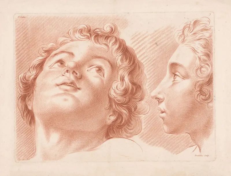 Two heads of boys av Louis-François Roubiliac