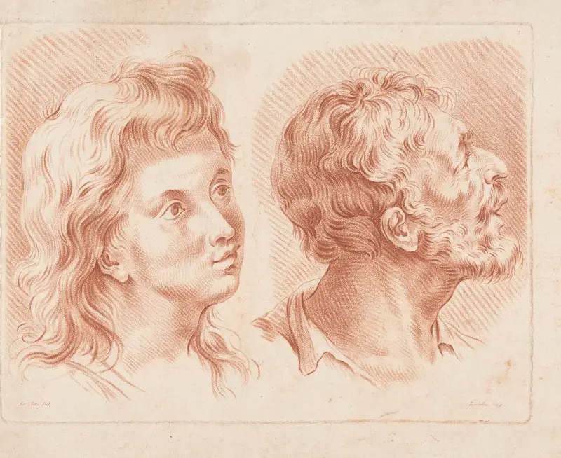 Głowy dwóch mężczyzn, Louis-François Roubiliac