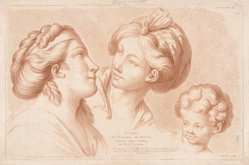 Zwei Frauenköpfe und ein Kinderkopf von Louis-François Roubiliac