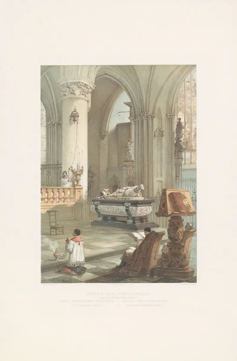 Interior of St Gudule’s church Brussels av François Stroobant