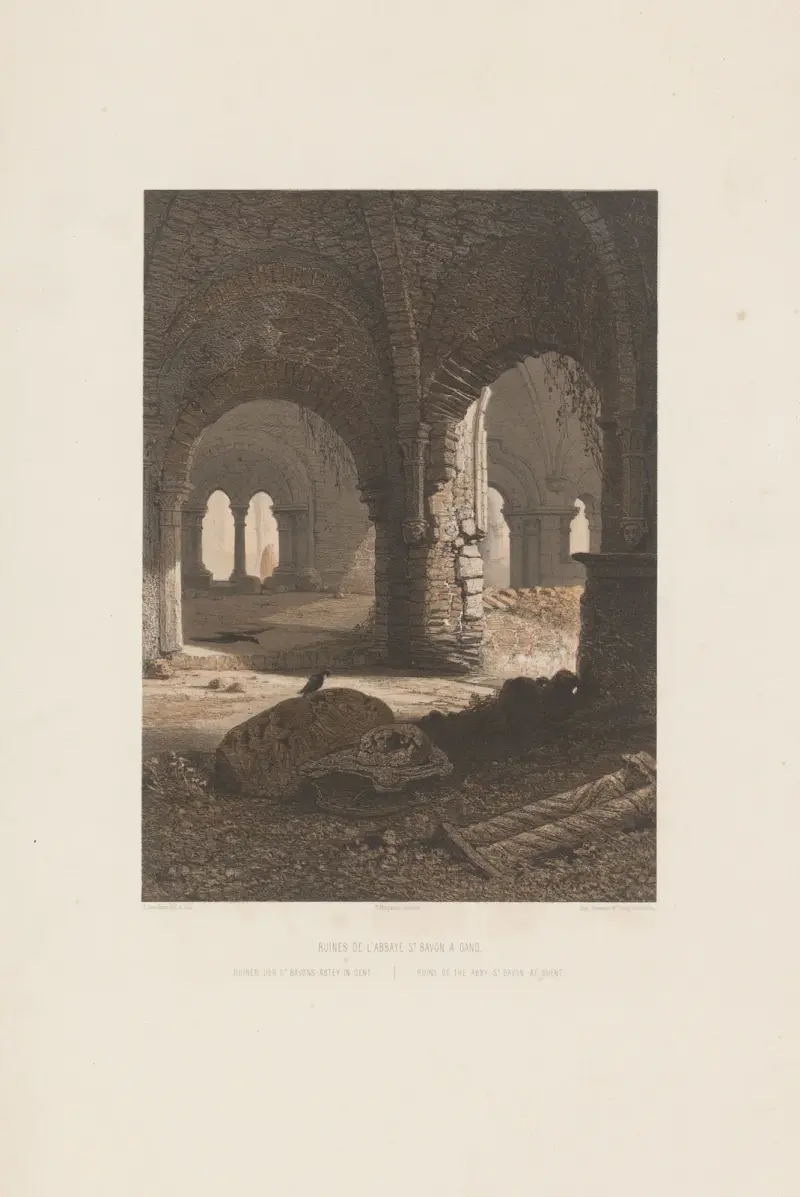 Ruins of the abby St Bavon at Ghent av François Stroobant