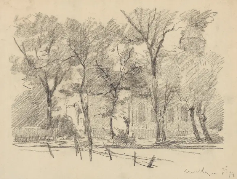 Park och Sint Margaretha-kyrkan i Knokke av Jean-François Taelemans