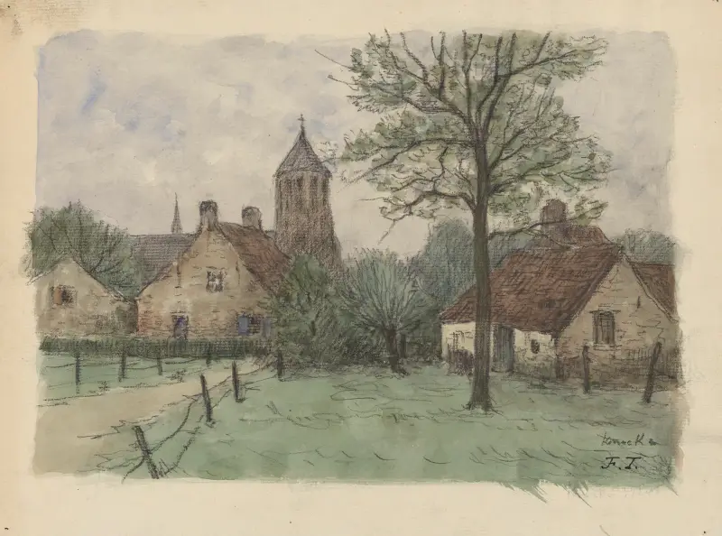 Byn och Sint Margaretha-kyrkan i Knocke (Knokke) av Jean-François Taelemans
