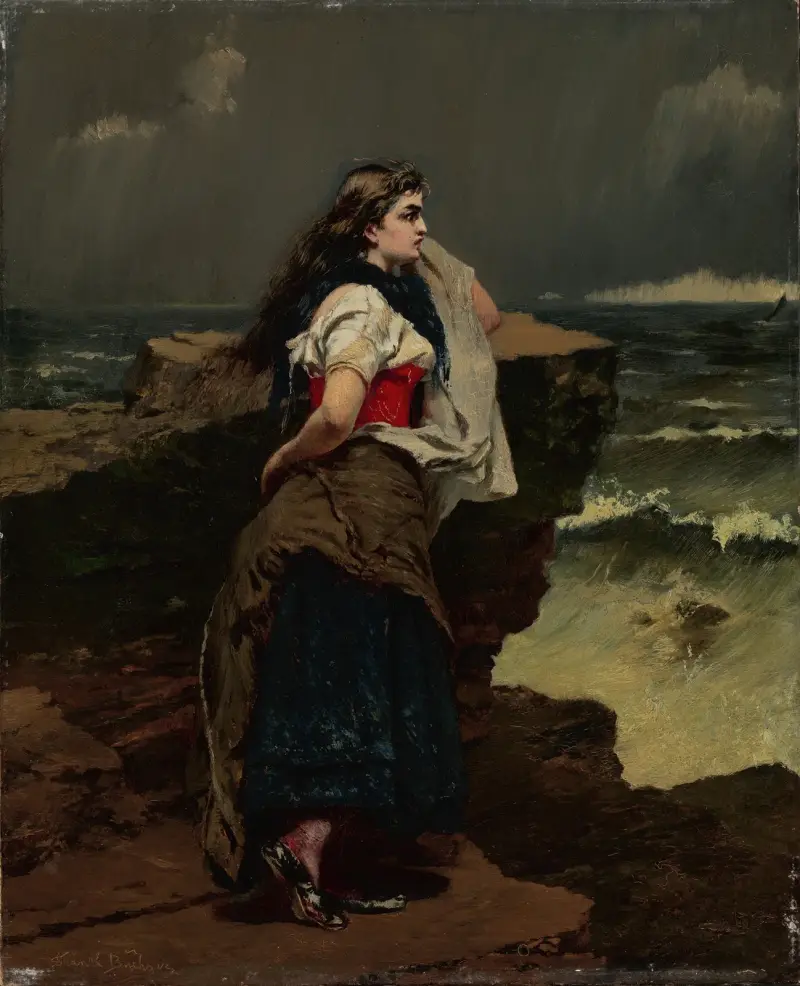 Fiskarflicka vid havet av Frank Buchser