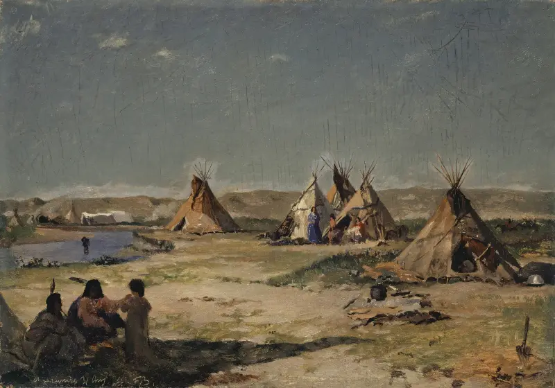 Tent Camp of the Indians at the Laramie av Frank Buchser
