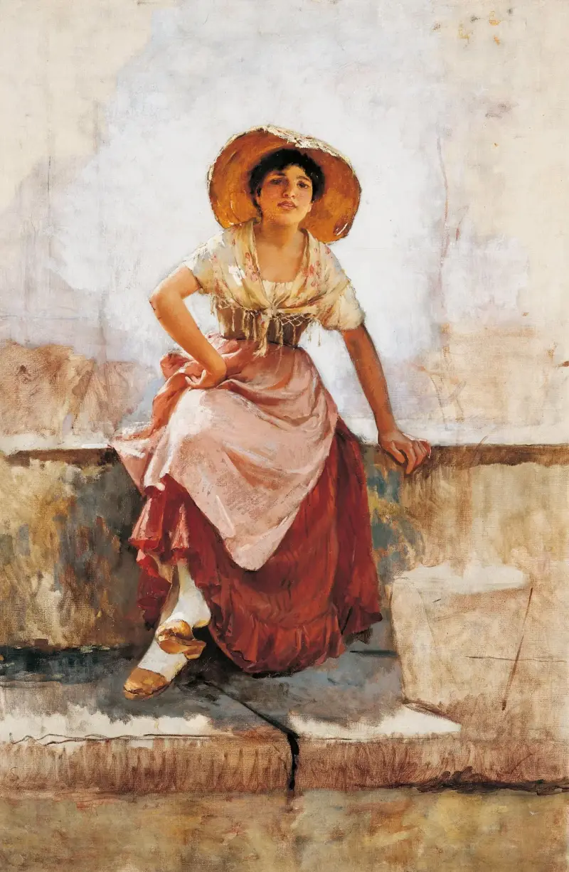 Florentinsk blomsterflicka av Frank Duveneck