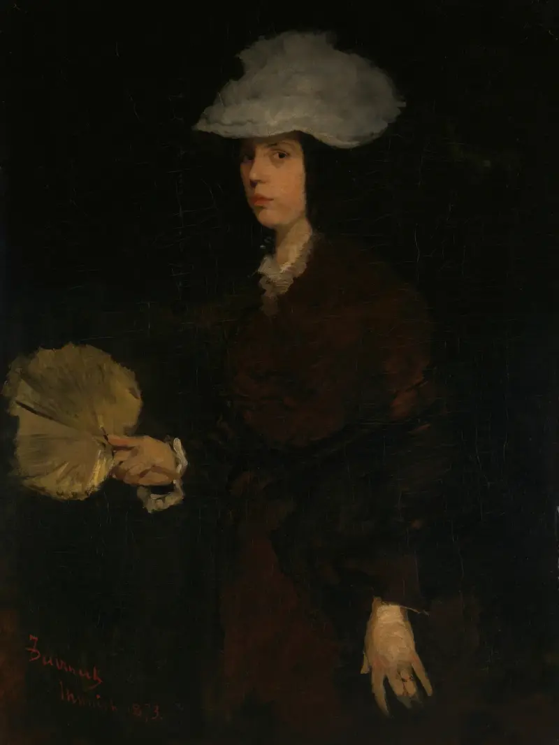 Damen med solfjäder av Frank Duveneck