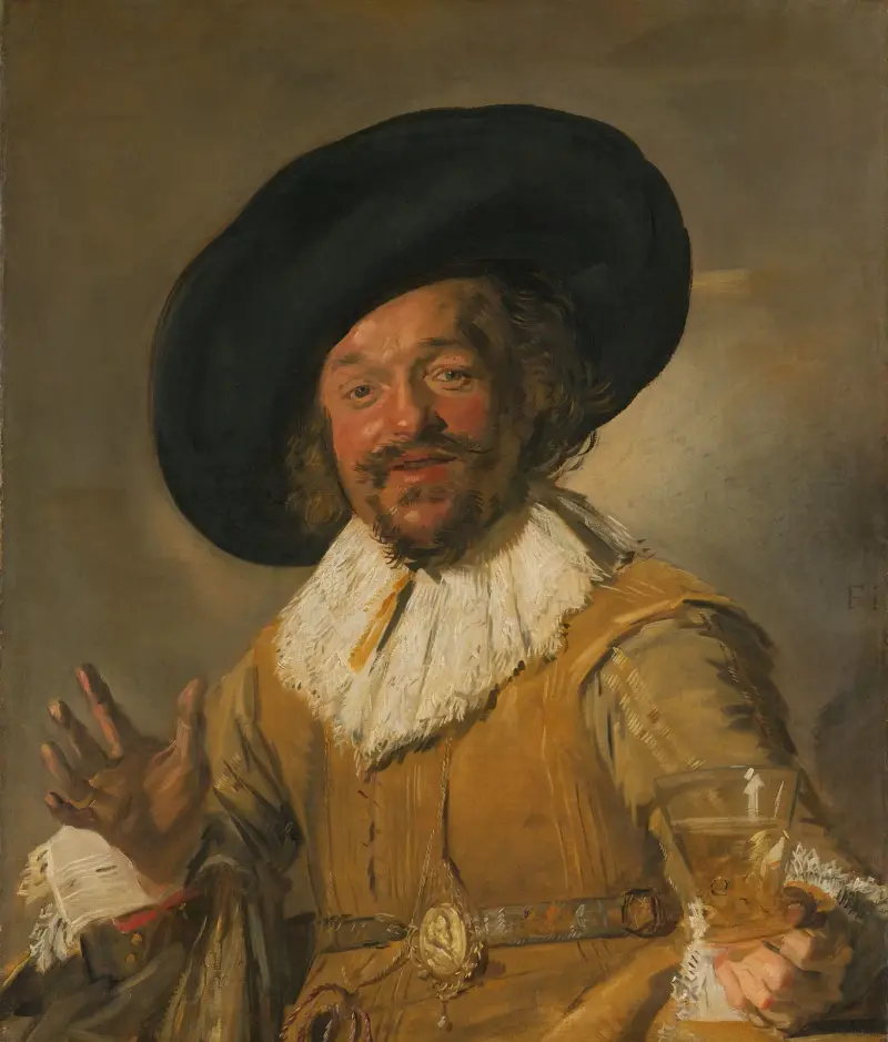 A Militiaman Holding a Berkemeyer, Known as the ‘Merry Drinker’ av Frans Hals