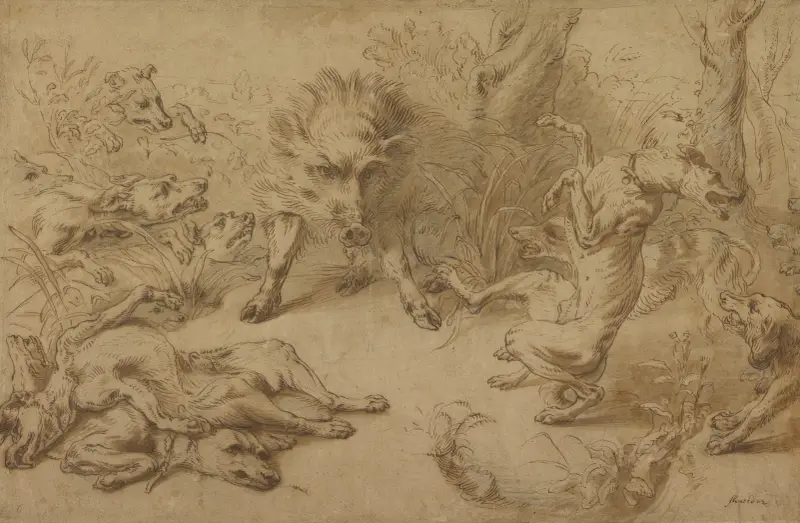 A Wild Boar at Bay av Frans Snyders