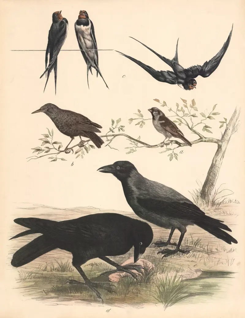 Sparrow, starling, swallow, raven, crow av Franz Engleder