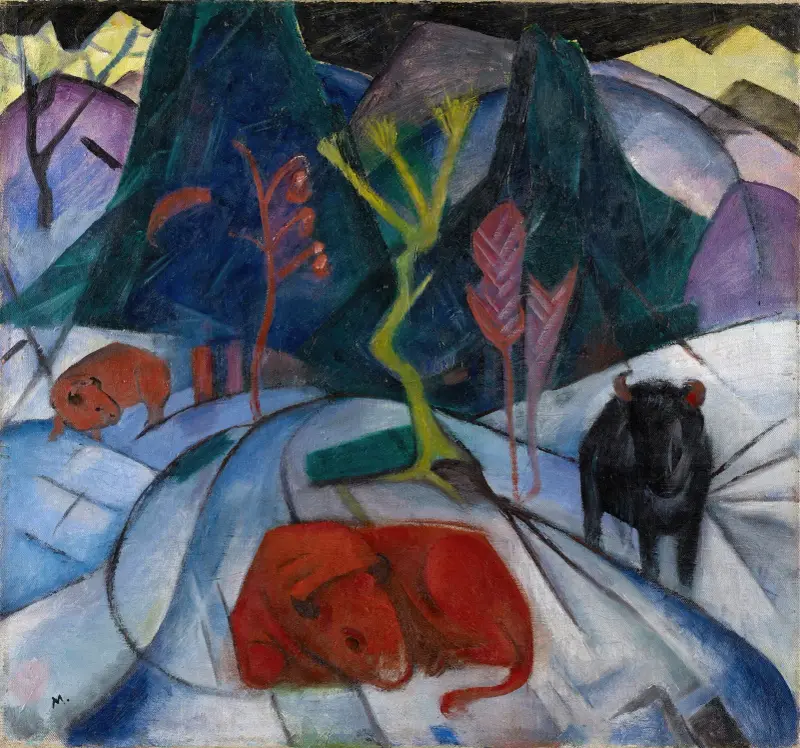 Bizon v zimě (Červený bizon), Franz Marc