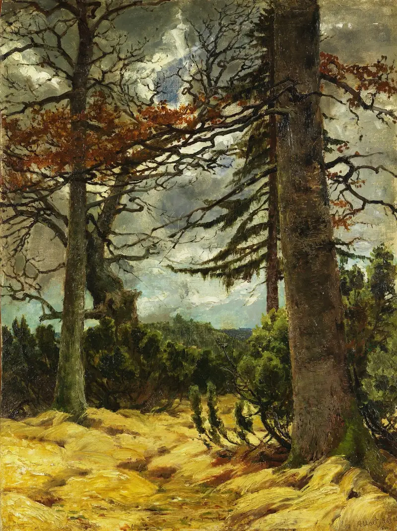 Dubové kmeny v předjaří, Franz Marc