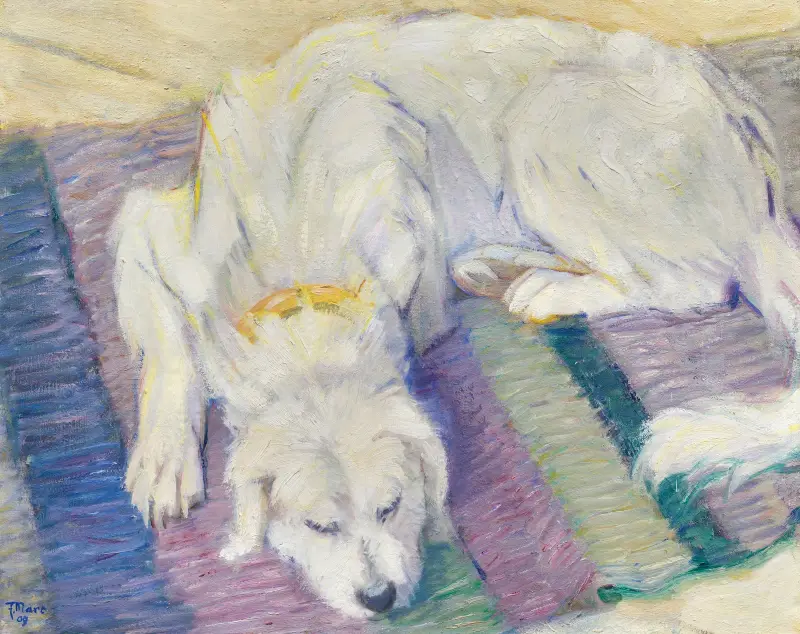 Leżący pies (portret psa „Russi”), Franz Marc