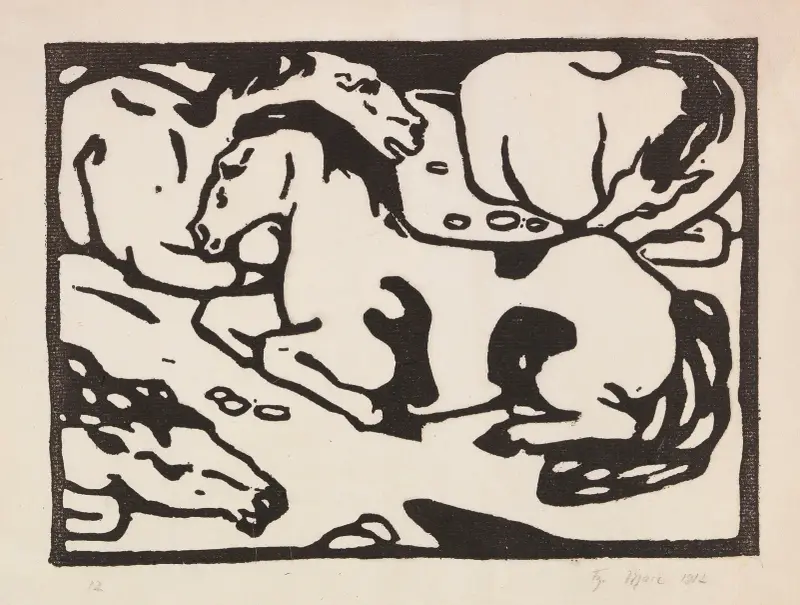 Odpočívající koně, 1912, Franz Marc