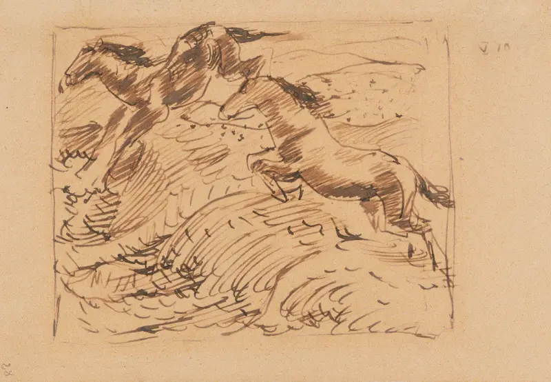Springende Pferde, Kompositionsentwurf von Franz Marc