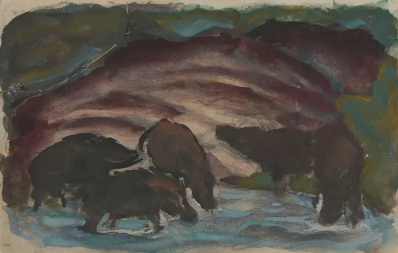 Wild Boars in the Water av Franz Marc
