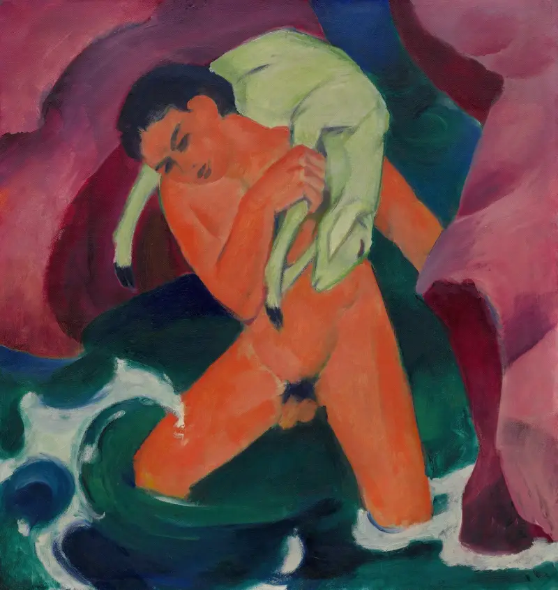 Young Boy with a Lamb; The Good Shepherd av Franz Marc