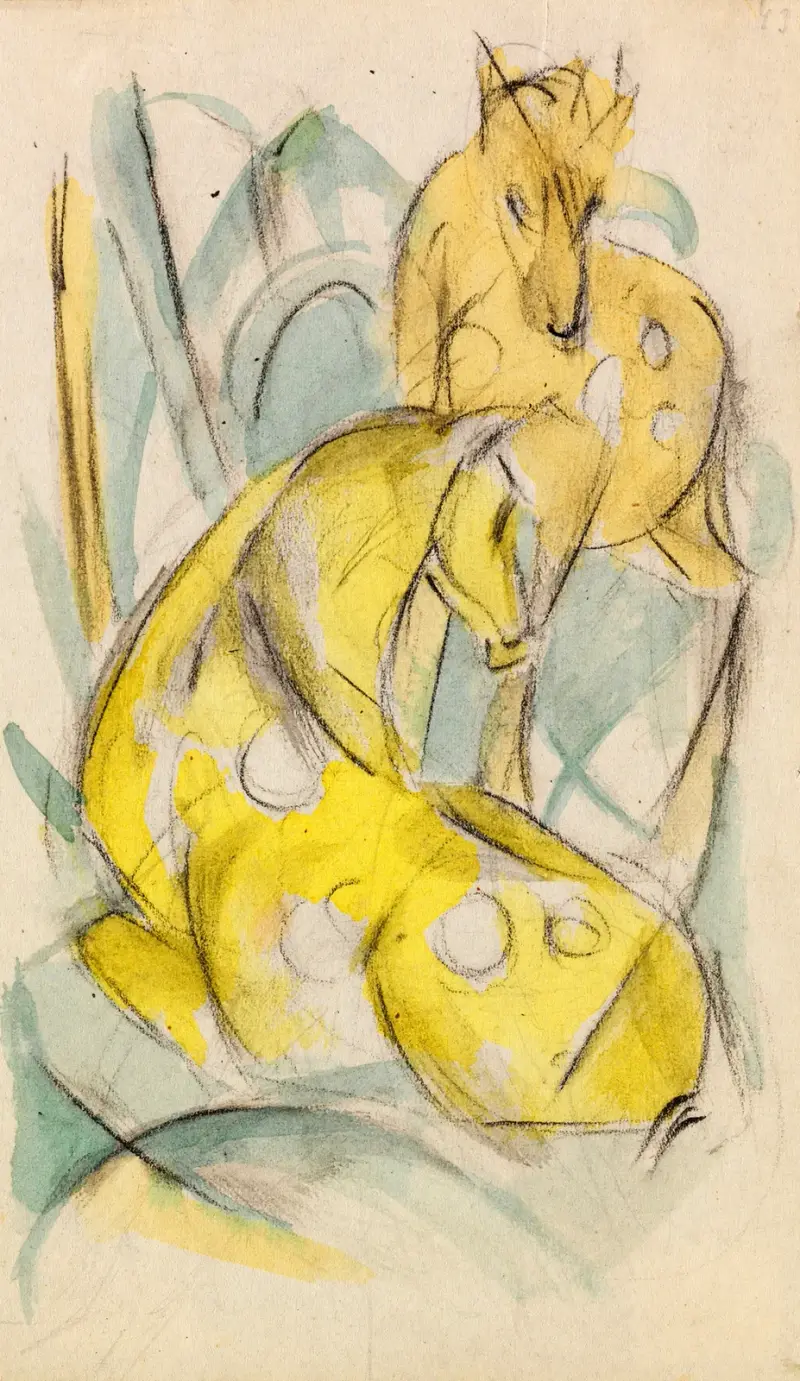 Zwei gelbe Tiere (Zwei gelbe Rehe), 1912 – Nr. 1 von Franz Marc