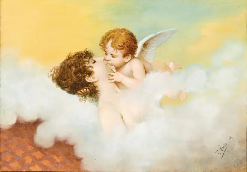 Venus and Cupid in the taste of Art Nouveau av Franz Rösler