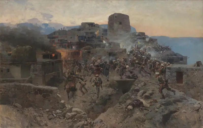 The Assault of Gimry on October 17, 1832 av Franz Roubaud