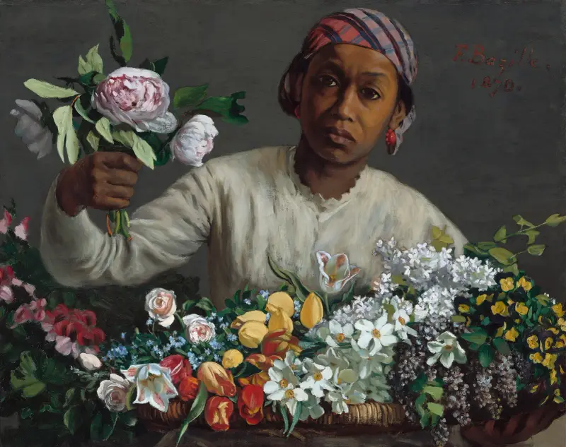 Young Woman with Peonies av Frédéric Bazille