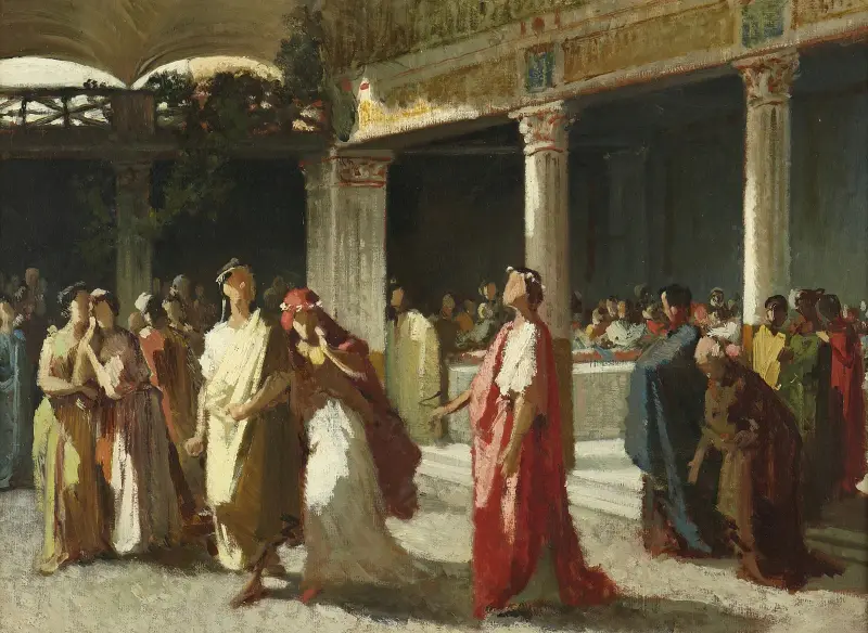 Dramatische Szene vor Gericht von Frederic Leighton