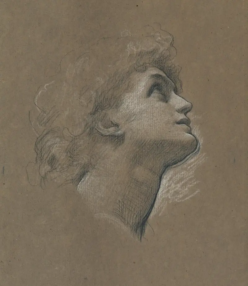 Head study of Dorothy Dene, in profile, for ‘Faith’ av Frederic Leighton