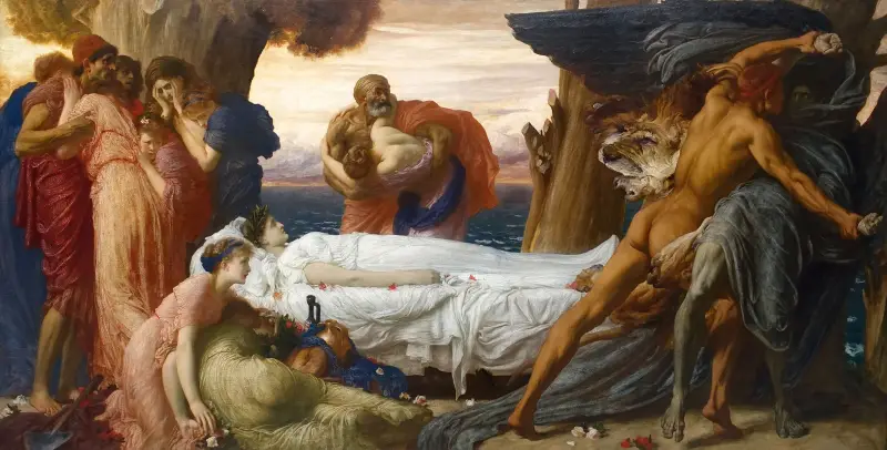Hercules Wrestling With Death For The Body Of Alcestis av Frederic Leighton