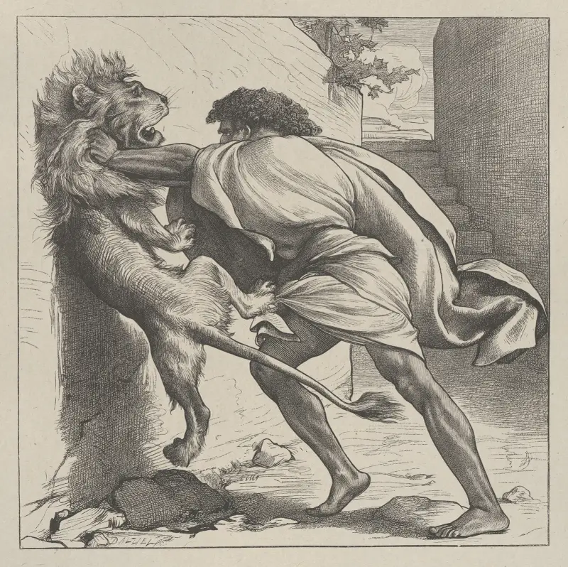Samson und der Löwe von Frederic Leighton