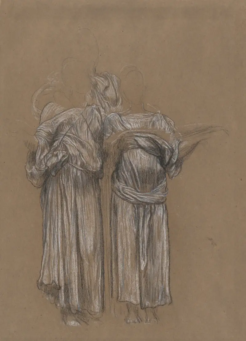 Study of Three Standing Draped Female Figures for ‘Music’ av Frederic Leighton