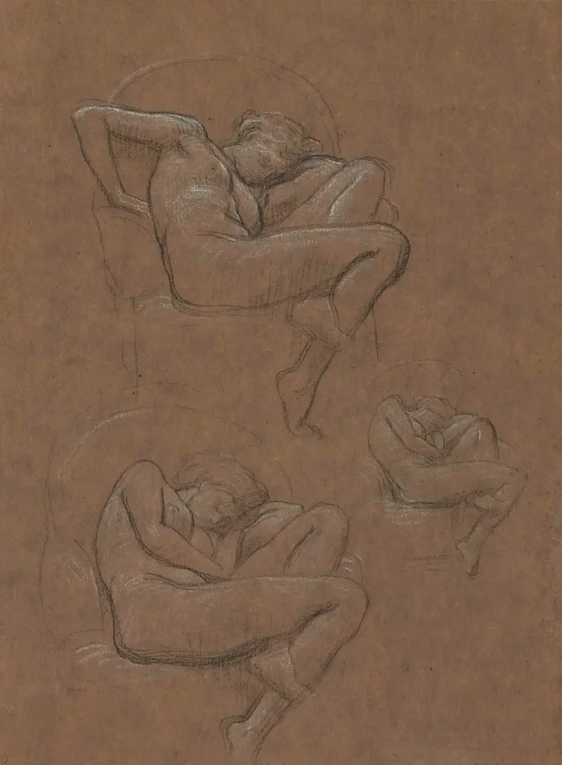 Three studies for ‘Flaming June’ av Frederic Leighton