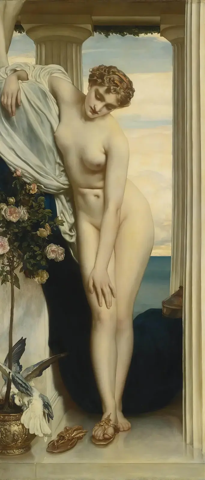 Venus entkleidet sich für das Bad von Frederic Leighton