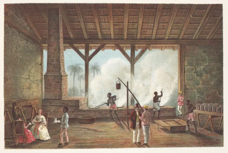 Vista de una casa de calderas av Pierre Toussaint Frédéric Mialhe