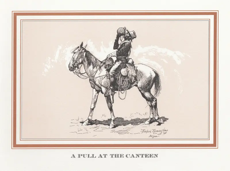 A pull at the canteen av Frederic Remington