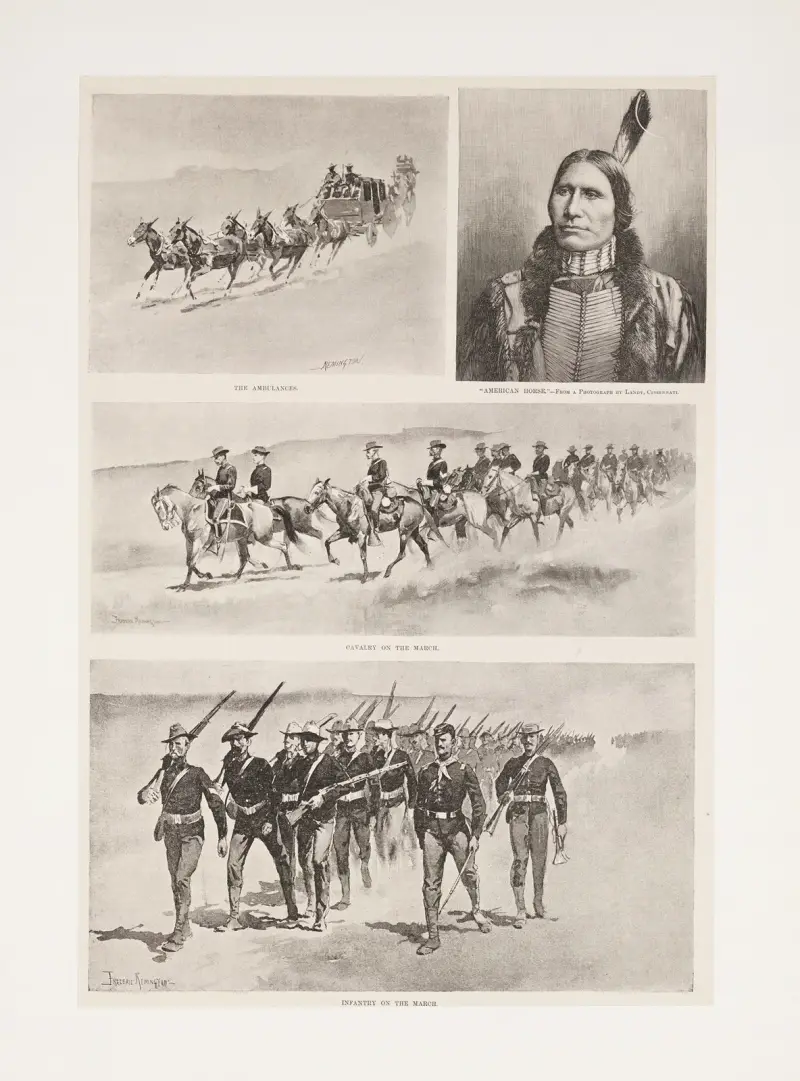 Samling av trupper vid de norra indianagenturen av Frederic Remington