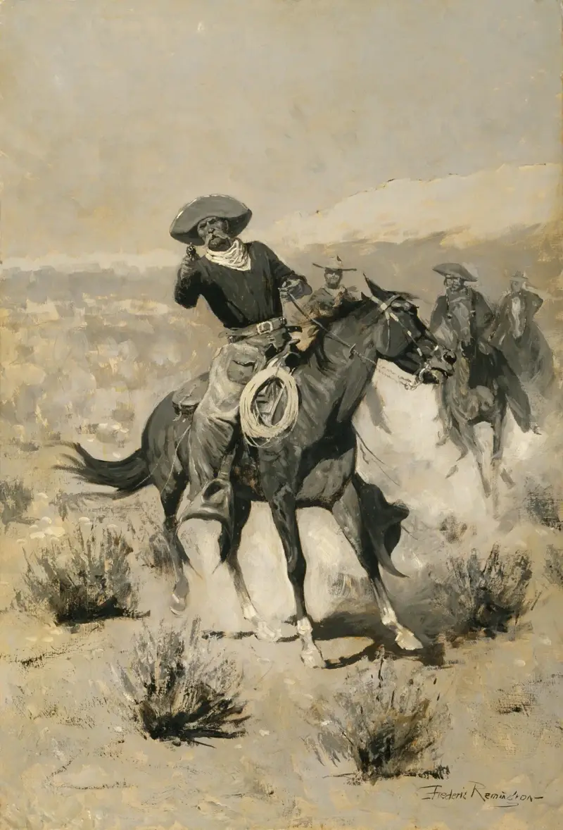 Dagar på prärien ('Händerna upp!') av Frederic Remington