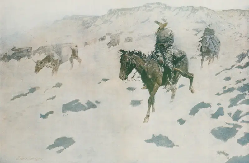 Drivande före stormen av Frederic Remington