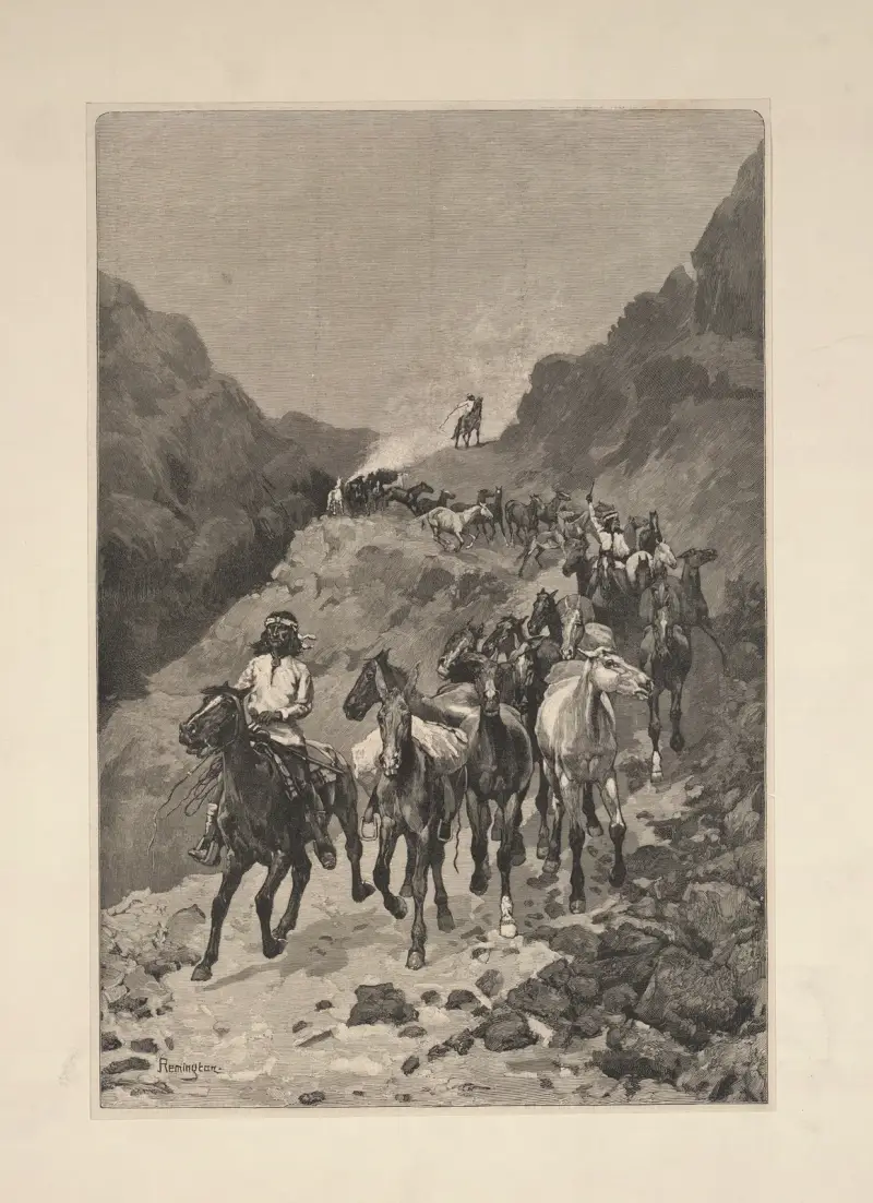 Geronimo and his band returning from a raid into Mexico av Frederic Remington