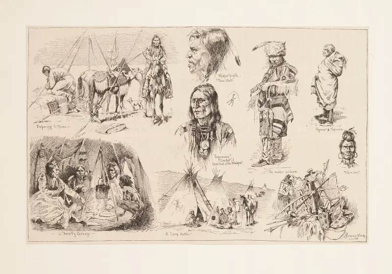 In den Hütten der Blackfeet-Indianer von Frederic Remington