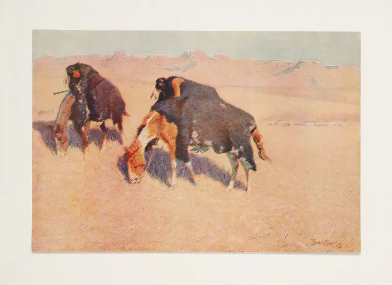 Indianer som imiterar bufflar av Frederic Remington